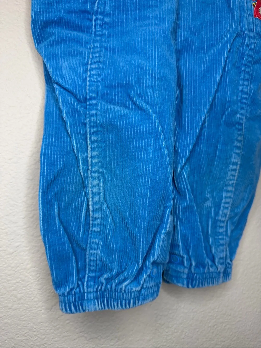 OshKosh B'gosh Bright Blue Corduroy Overalls with Red Accents (Read Description)